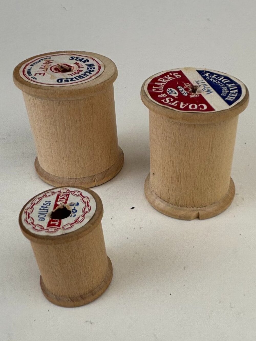 VTG Wood Coats Clark Star Advertising Sewing Thread Spools Lot 3